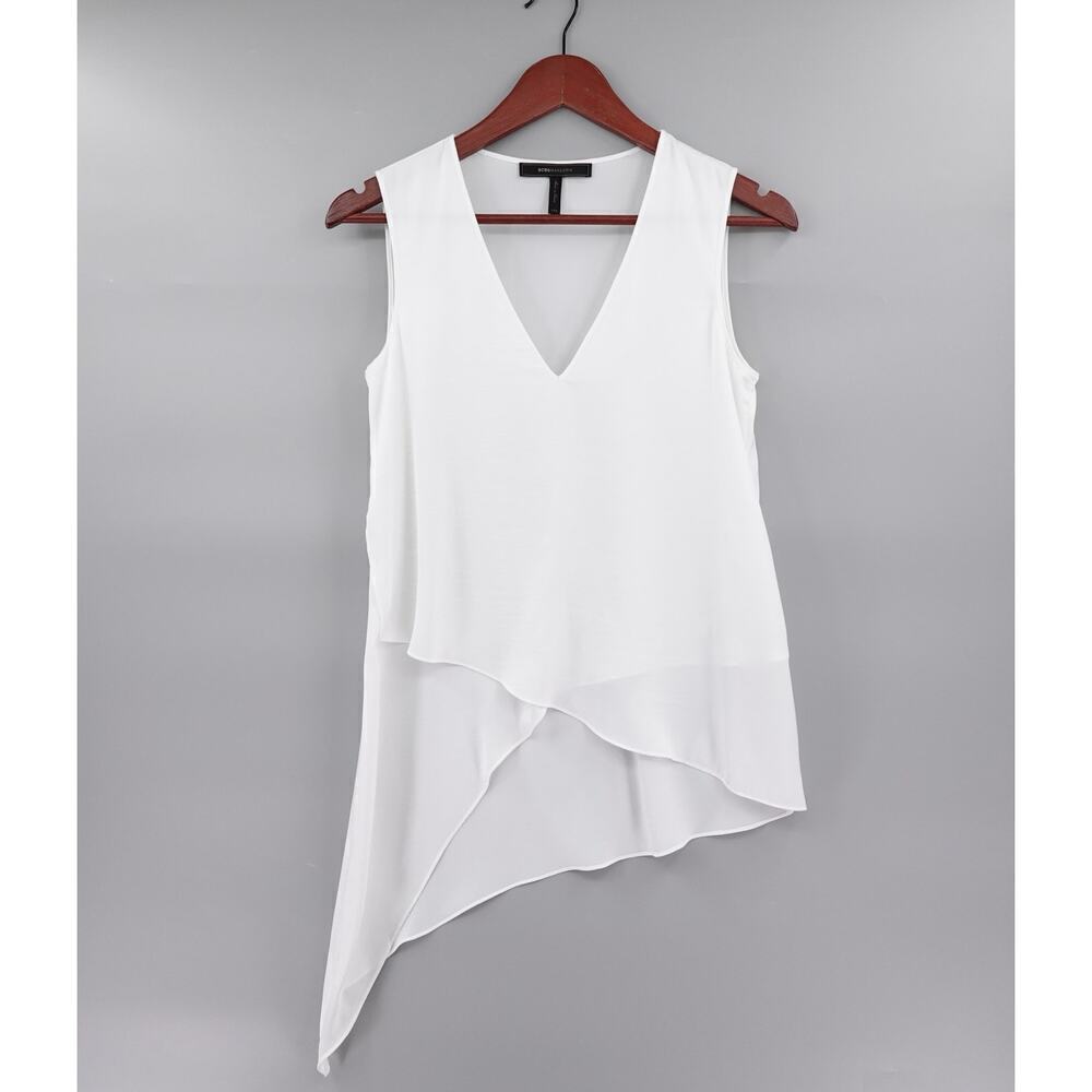 BCBGMAXAZRIA Nikko Top Womens‎ XXS White Tunic Sleeveless Minimalist Corporate